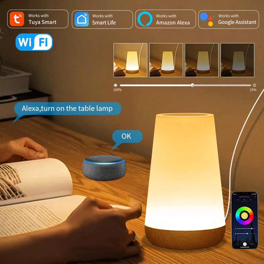 Tuya WiFi Smart Table Lamp Dimmable App Voice Control