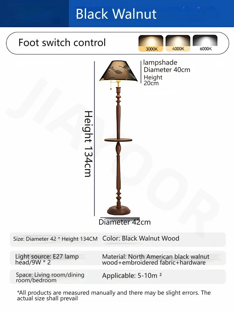 French Retro Solid Wood Floor Lamp Living Room Standing Lamp