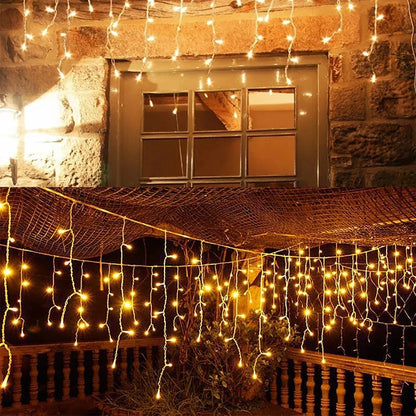 Christmas Lights Outdoor Waterproof Solar Curtain Icicle Lights