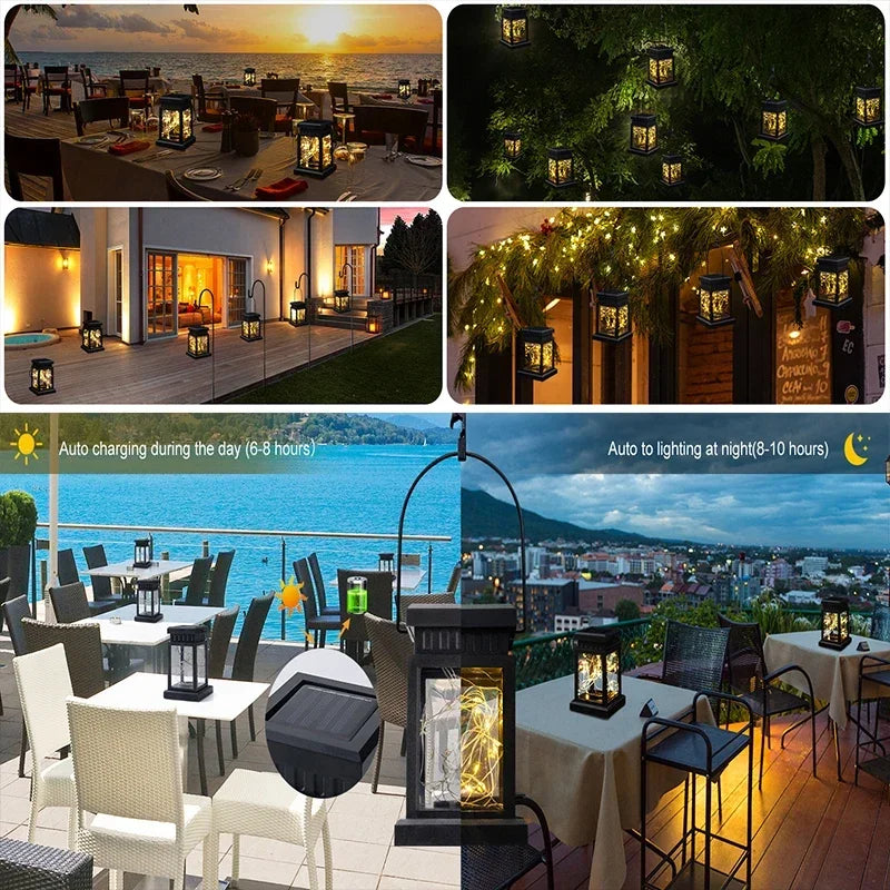 1~3 Pack Solar Lights Outdoor Hanging Lanterns  LED String Lamp