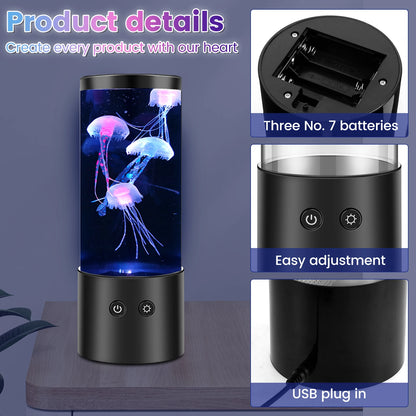 Jellyfish Night Light LED Fish Tank Lamp Desktop Decor