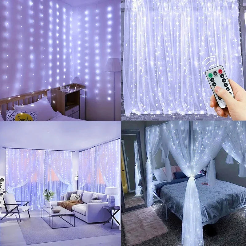 6x3M LED USB Curtain String Fairy Lights Christmas Garland