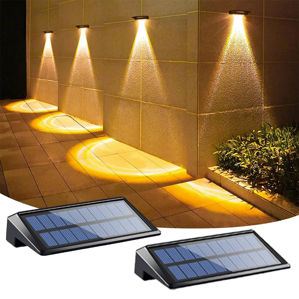 2 Pack Solar Wall Lights 4 LED Solar Fence Lights Outdoor