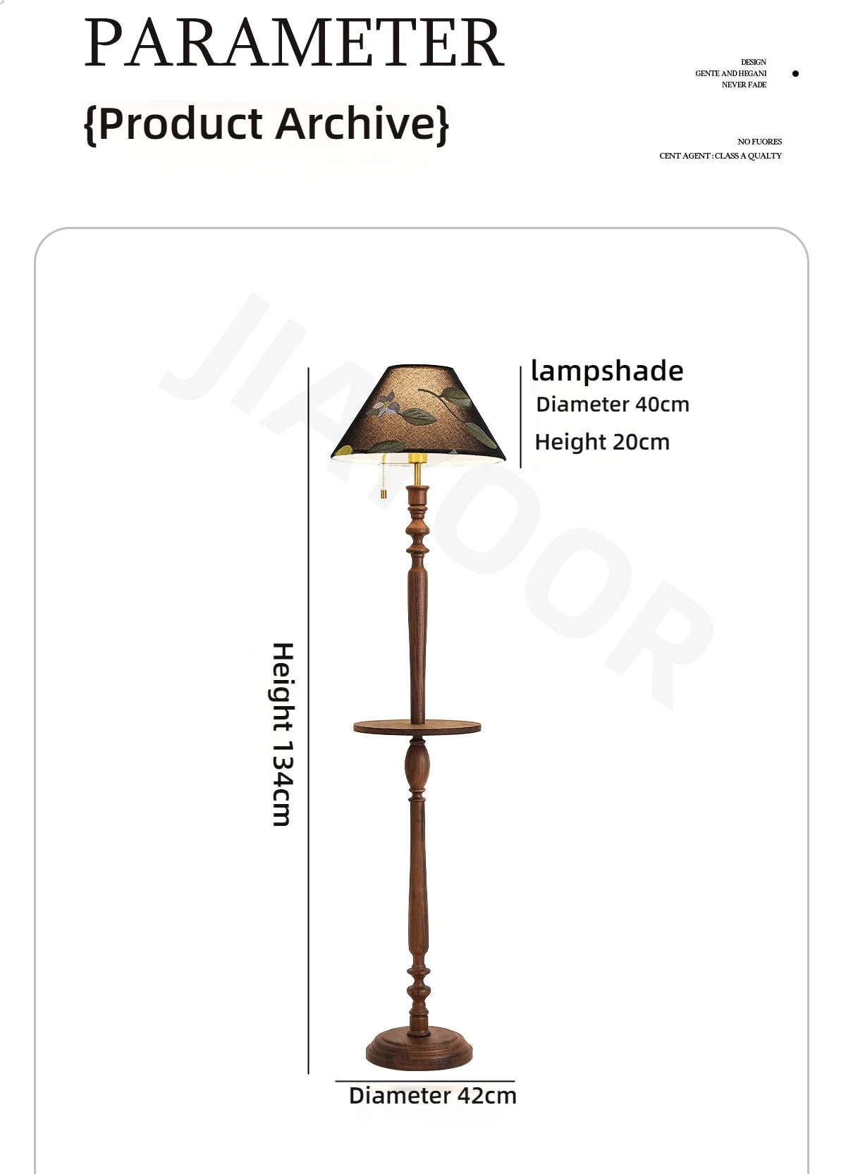 French Retro Solid Wood Floor Lamp Living Room Standing Lamp