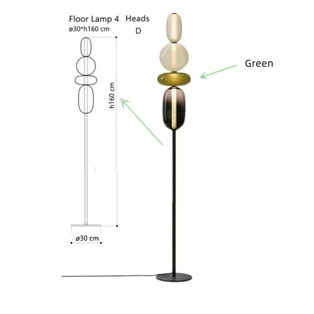 Italian Creative Colored Glass Designer LED Floor Light