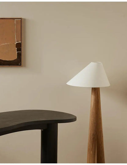 Wabi Sabi Zen Solid Oak Wood Conical Floor Lamp