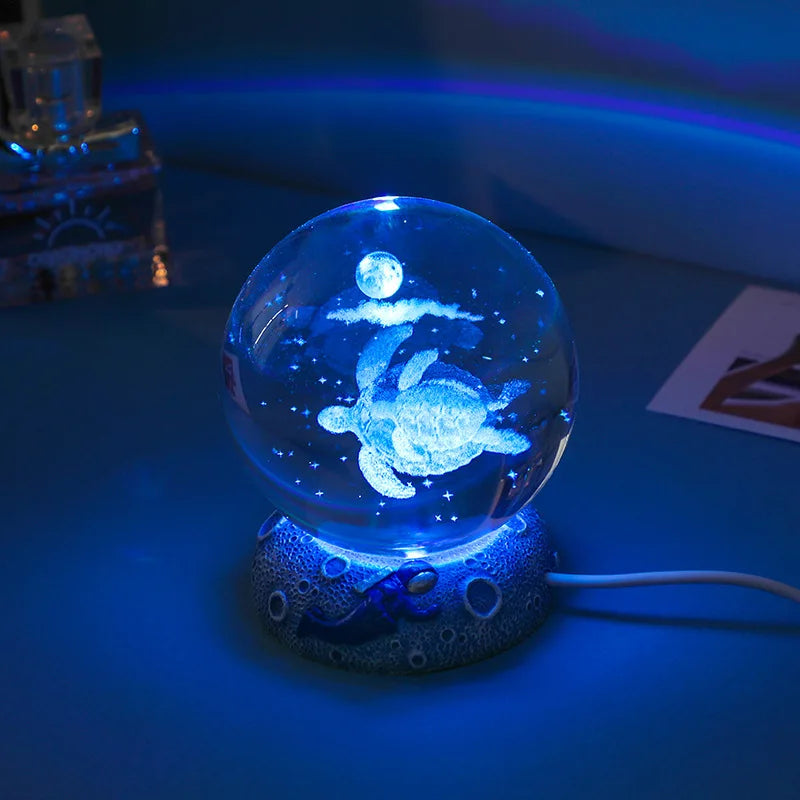 New Crystal Ball Night Light Ornament Luminous Resin Base Glass