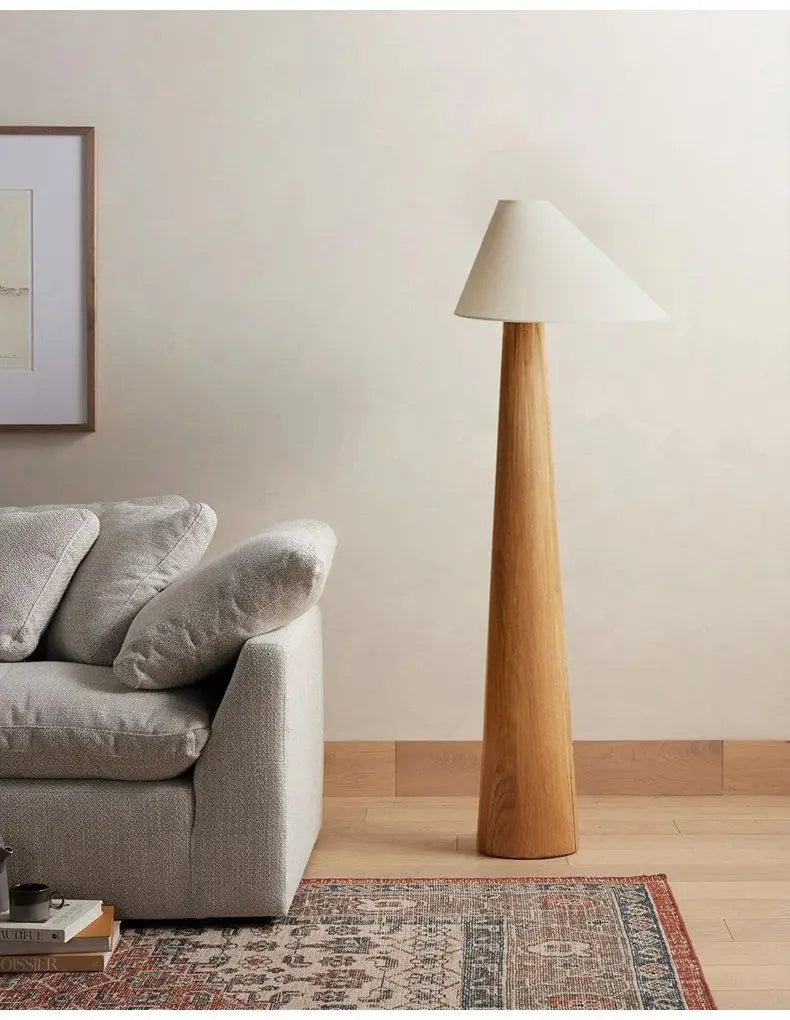 Wabi Sabi Zen Solid Oak Wood Conical Floor Lamp