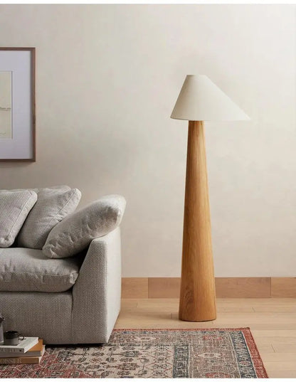 Wabi Sabi Zen Solid Oak Wood Conical Floor Lamp