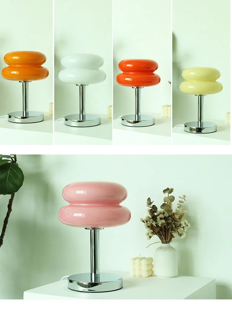 Macaron Glass Table Lamp Trichromatic Dimming Living Room