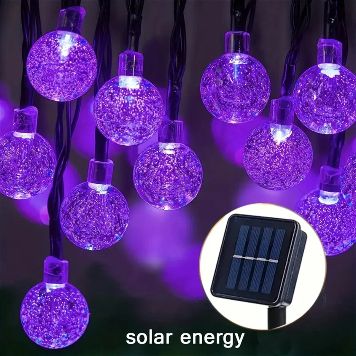 Solar Bubble Ball String Light Outdoor Lighting Waterproof 8 Functions