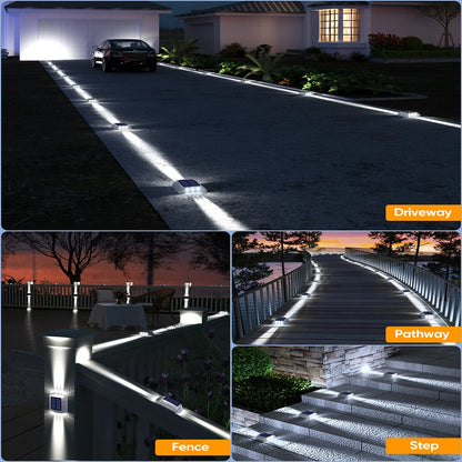 Solar Deck Lights Outdoor Warm White Driveway Lights