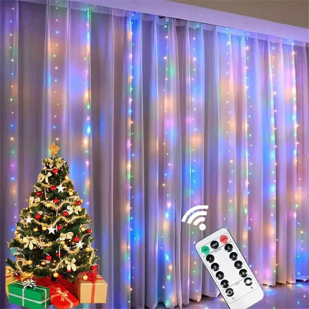 6x3M LED USB Curtain String Fairy Lights Christmas Garland