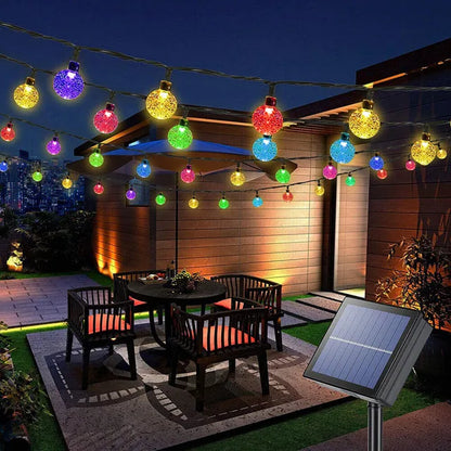 LED Solar Powered Crystal Ball Fairy String Lights Garden