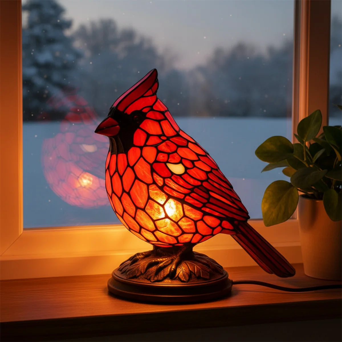Cardinal Lamp Table Decor Gift Living Room Creative Night Light
