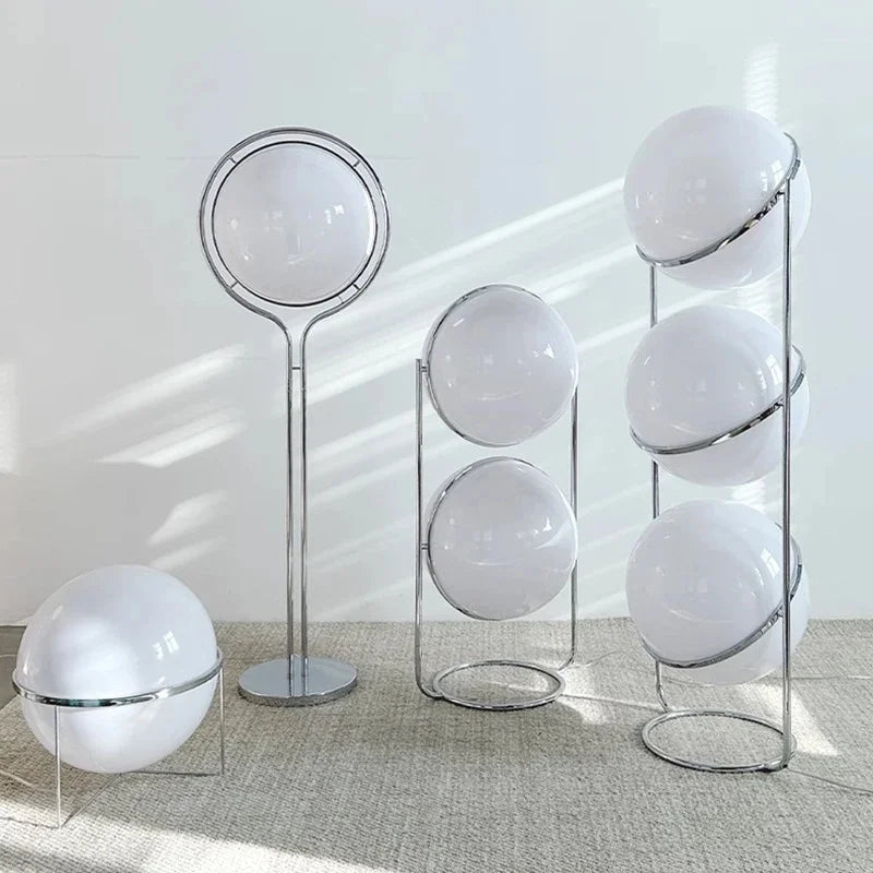 Garrault  Delord Floor Lamp Chrome Metal White Acrylic Ball
