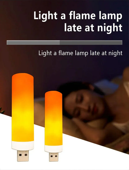 USB LED Night Lamp Simulated Flame Bulbs Night Light Flame Light