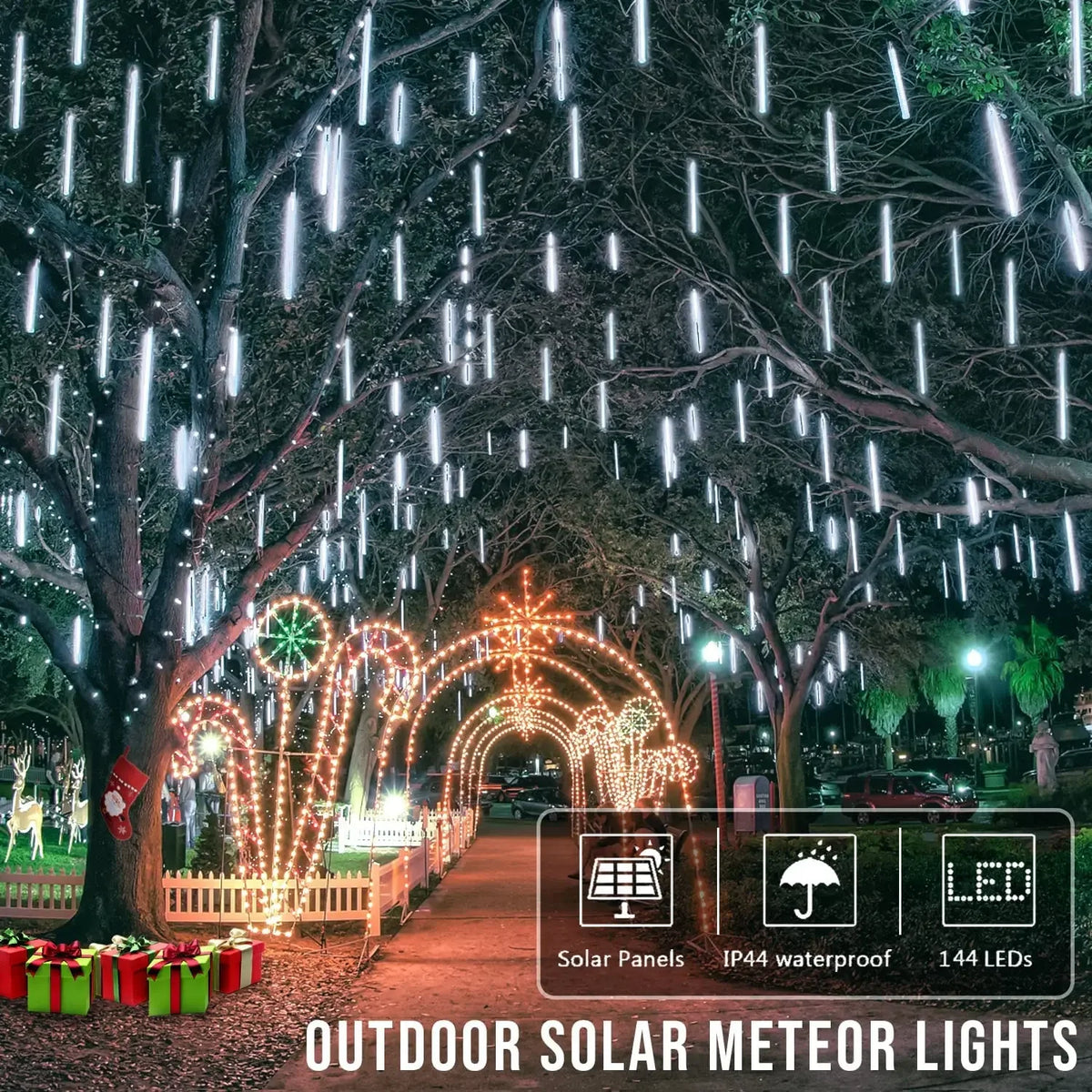 Solar Meteor Shower Lights Outdoor Meteor Lights 10Tubes