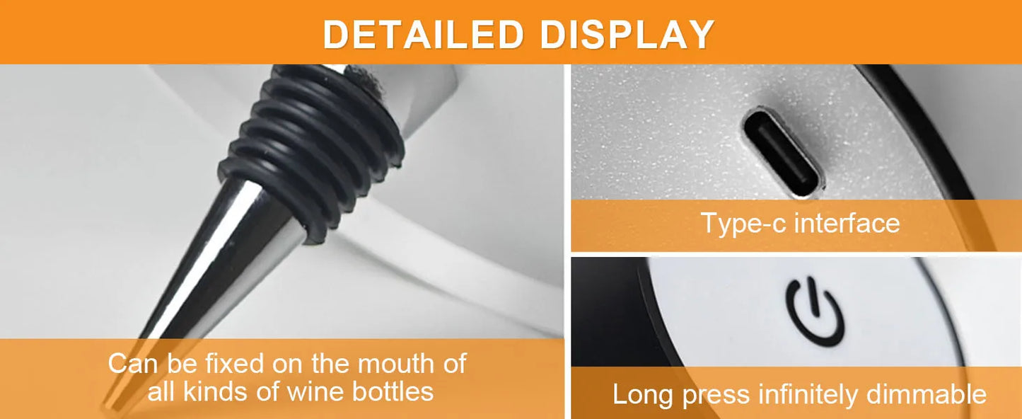 KFV Wireless Table Lamp Wine Bottles LED Bottle Light
