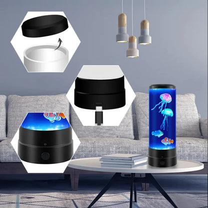 7 Color LED Fantasy Jellyfish Lava Lamp Round Jellyfish