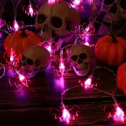 59.06inch 10 Lights, 3m 20 Lights Purple Bat Halloween Decoration