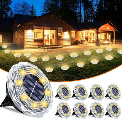 Solar Lights Outdoor Waterproof 8 LED Solar Ground Light