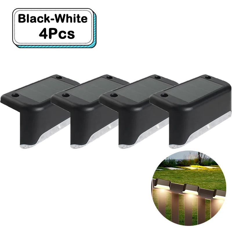 Outdoor Solar Step Lights Warm White LED Waterproof Stair Path Lighting