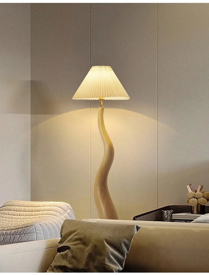 Vintage Living Room Floor Lamp Nordic Mushroom Wood Grain Light