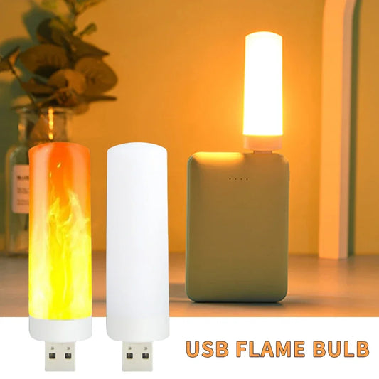 USB LED Night Lamp Simulated Flame Bulbs Night Light Flame Light