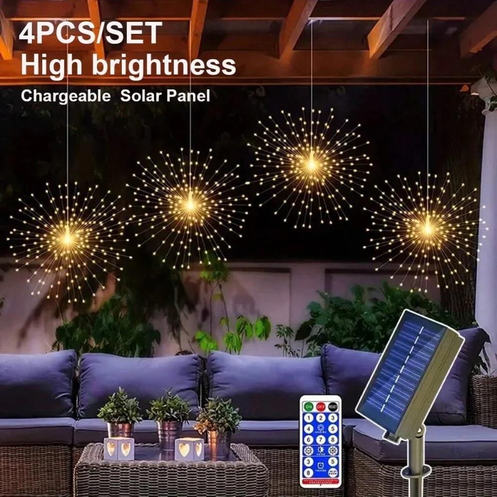 LED Rechargeable Solar Tree Hanging Fireworks Light