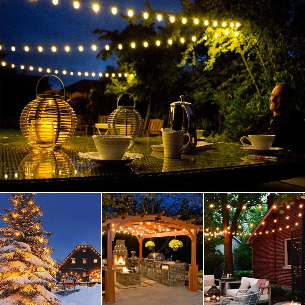 Solar String Lights Outdoor with Remote LED Shatterproof Bulbs