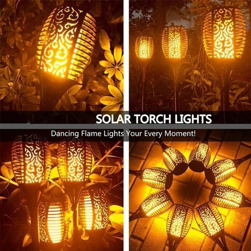 Solar Flame Torch Lights Flickering Light Waterproof Garden Decoration