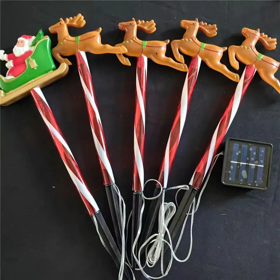 5 Pieces /Set LED Solar Christmas Santa Claus&Reindeer Garden Lights