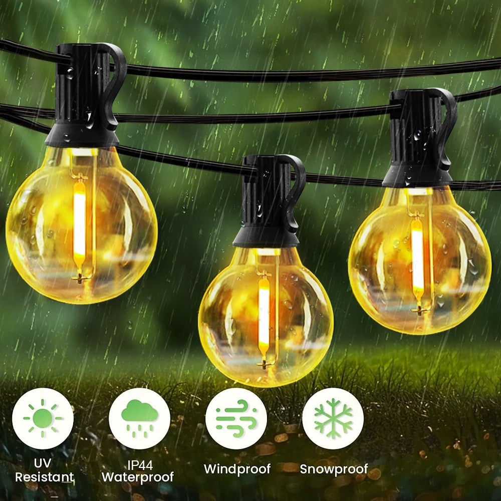 Solar String Lights Outdoor with Remote LED Shatterproof Bulbs