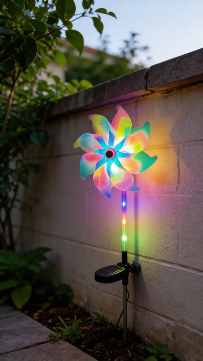 1PC Colorful Windmill Solar Garden Lamp Outdoor Pathway