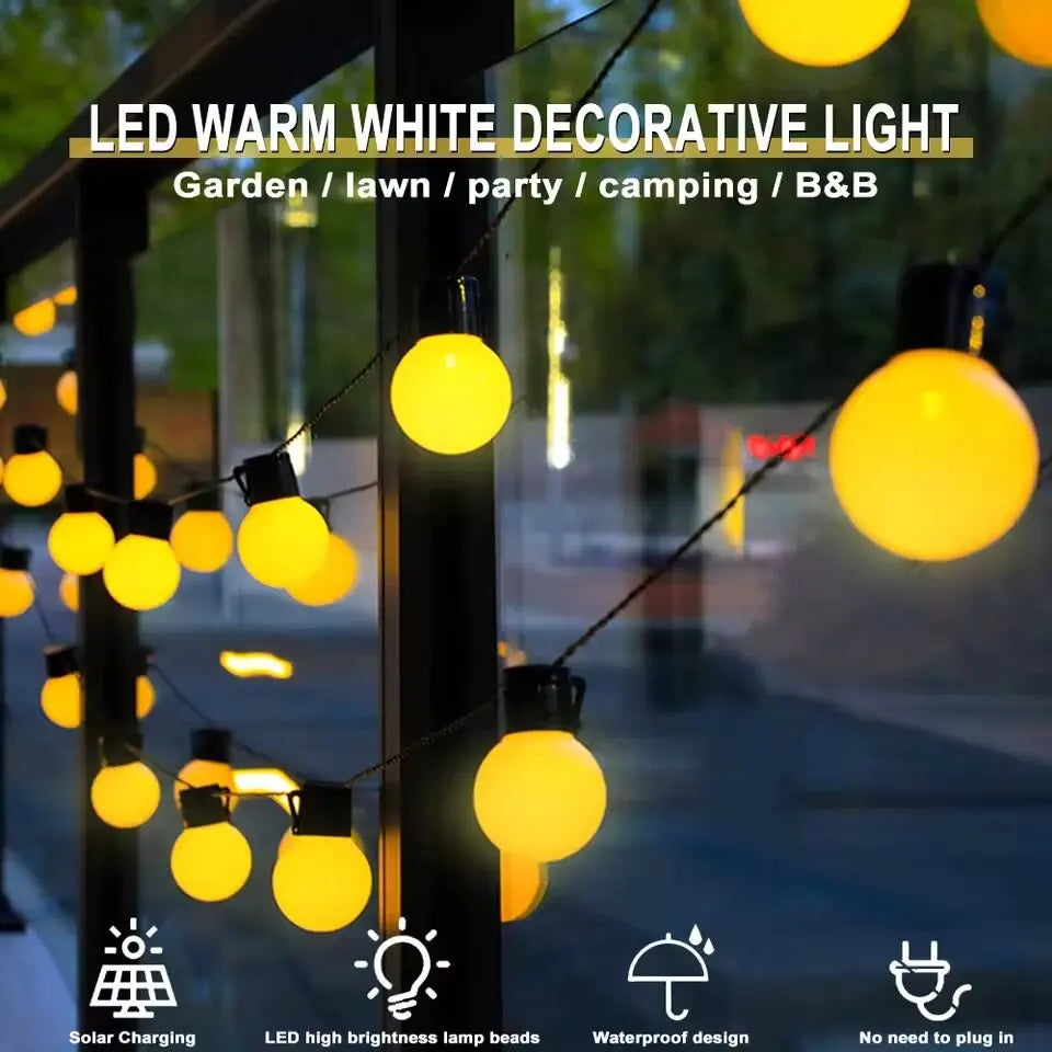 1PC LED Solar Light String Outdoor White Balls Decoration Lights