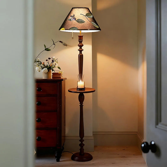 French Retro Solid Wood Floor Lamp Living Room Standing Lamp