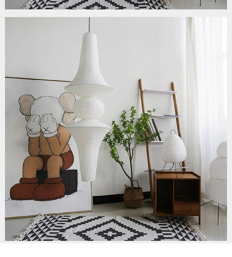 Nordic Wabi Sabi Wind Rice Paper Led Pendant Lights