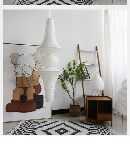 Nordic Wabi Sabi Wind Rice Paper Led Pendant Lights