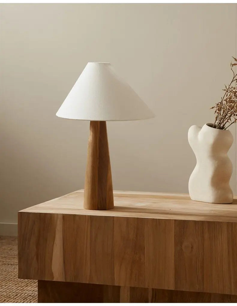 Wabi Sabi Zen Solid Oak Wood Conical Floor Lamp