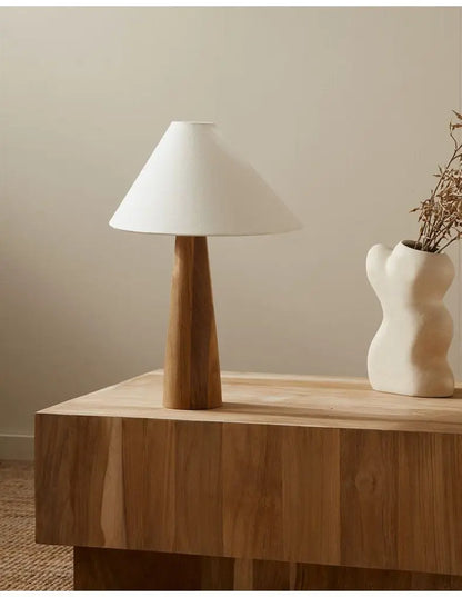 Wabi Sabi Zen Solid Oak Wood Conical Floor Lamp