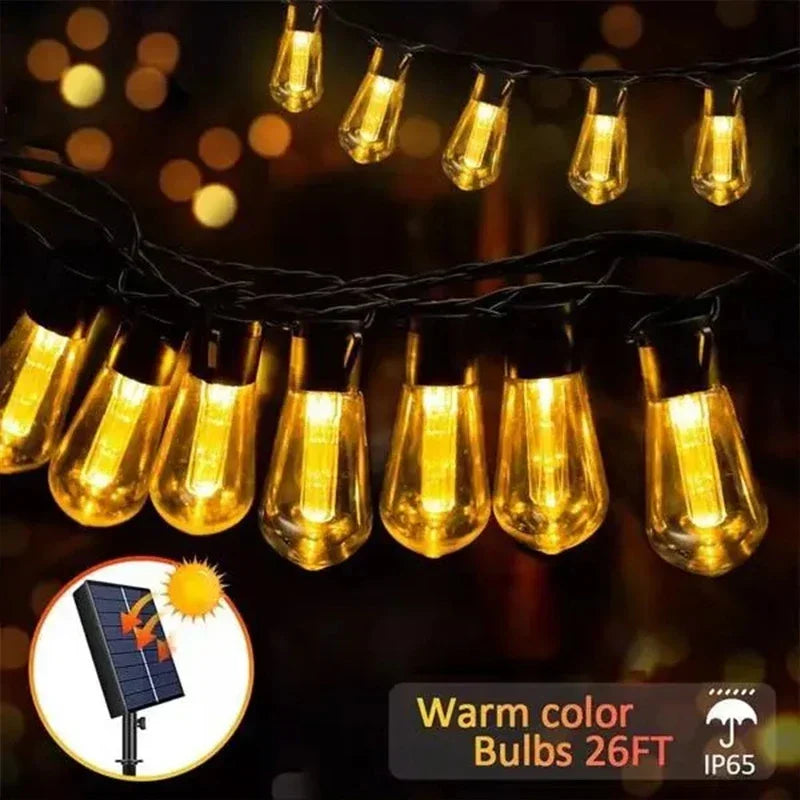 1Pack Outdoor Solar String Lights LED IP65 Waterproof Retro Vintage Bulb