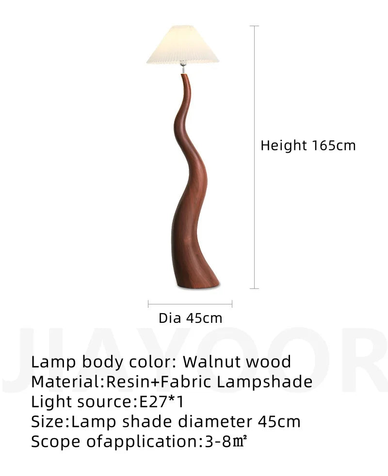 Vintage Living Room Floor Lamp Nordic Mushroom Wood Grain Light