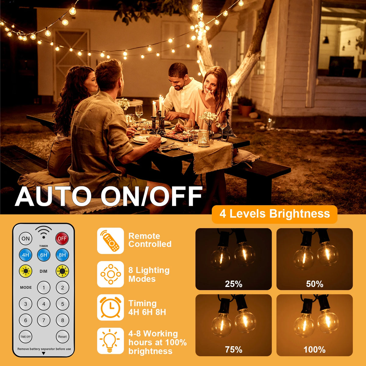 Waterproof Shatterproof Solar Hanging Lights for Backyard Bistro Decoration Light