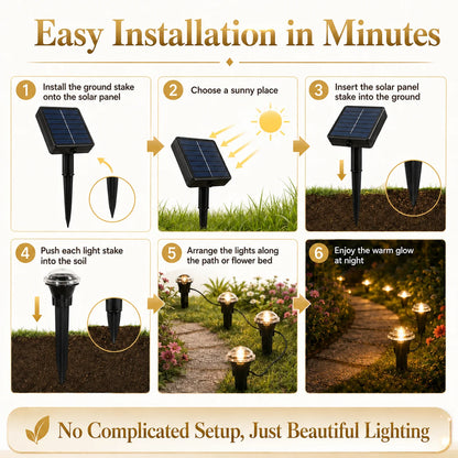 Solar Powered Ground Stake Pathway Lights Warm Glow Garden