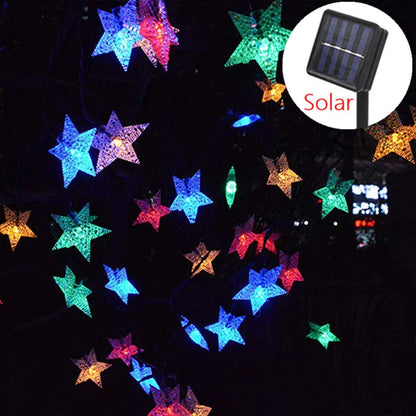 Solar Star String Lights Outdoor Waterproof LED Solar Powered Fairy Lights