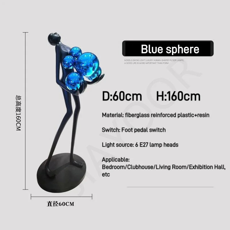 Nordic Humanoid Floor Lamp Sculpture Design Exhibition Lamp