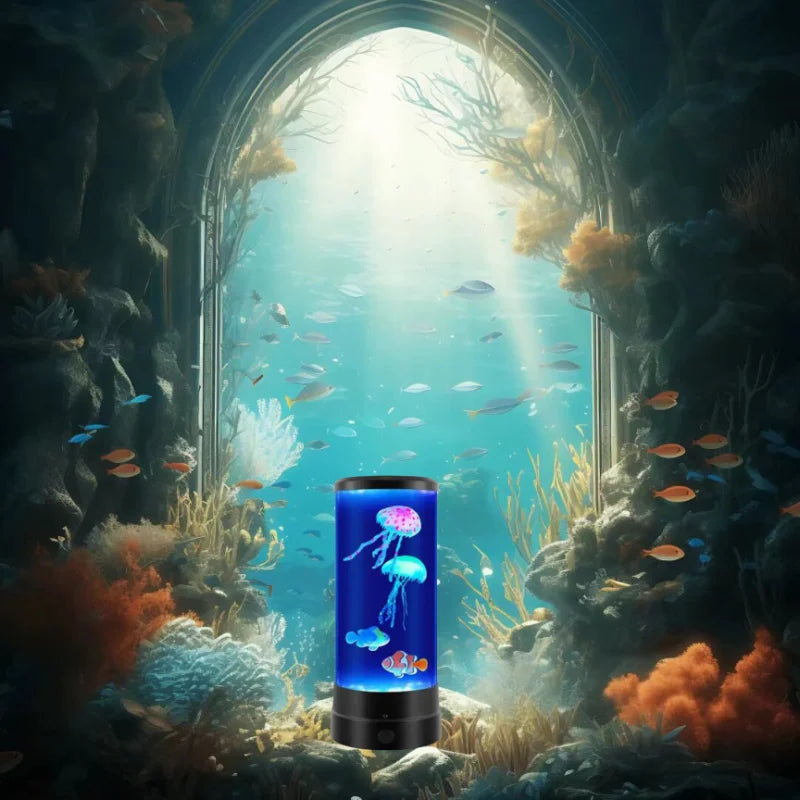 7 Color LED Fantasy Jellyfish Lava Lamp Round Jellyfish