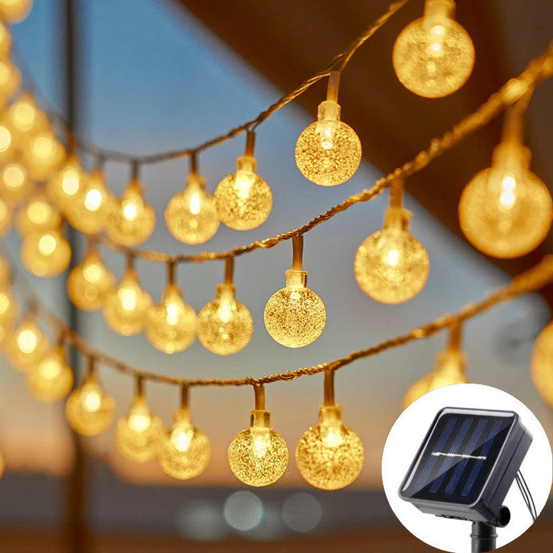 LED Solar-Powered Bubble Ball LED String Light Waterproof Outdoor