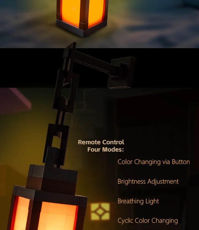 Pixel Style Night Light Portable Lantern Tabletop Ornament